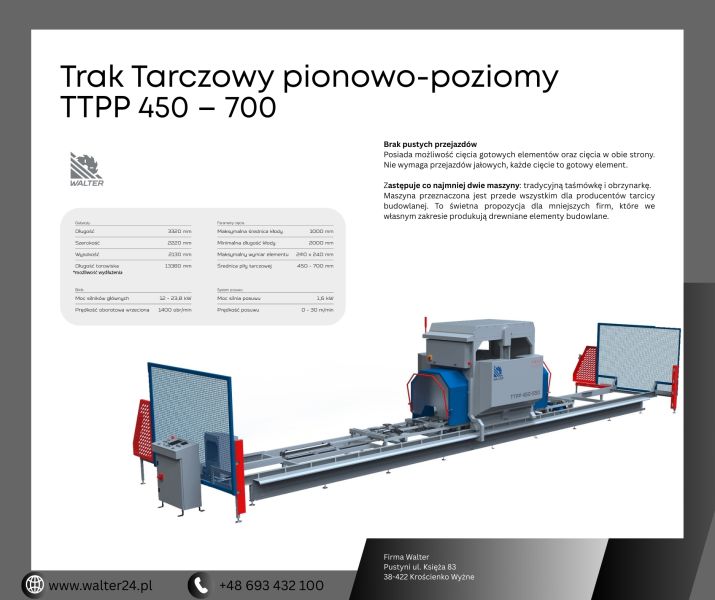 Trak tarczowy pionowo-poziomy TTPP 450-700